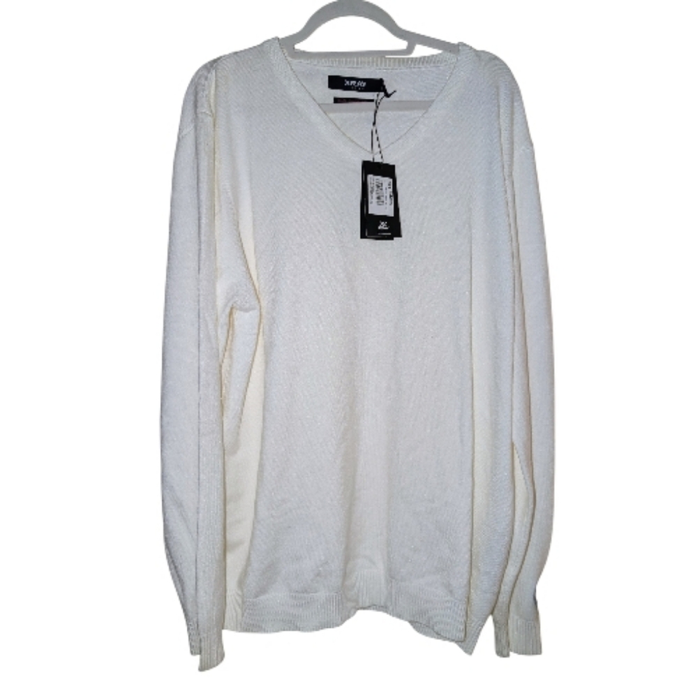 NWT XRAY Jeans Men's Off-White V-Neck Slim Fit Sweater 4XL